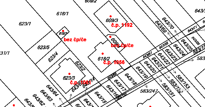 Rohatec 1056 na parcele st. 618/2 v KÚ Rohatec, Katastrální mapa