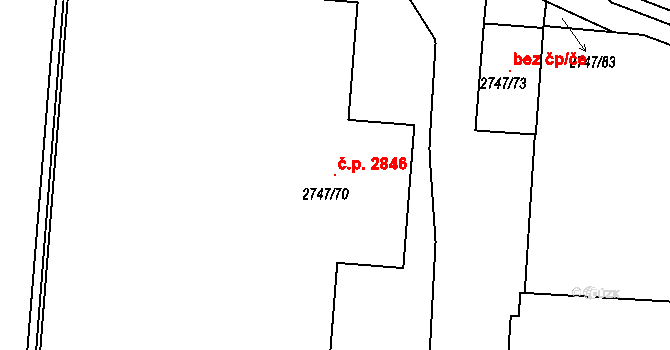 Dejvice 2846, Praha na parcele st. 2747/70 v KÚ Dejvice, Katastrální mapa