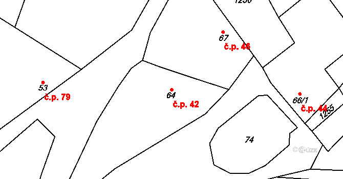 Cholenice 42 na parcele st. 64 v KÚ Cholenice, Katastrální mapa