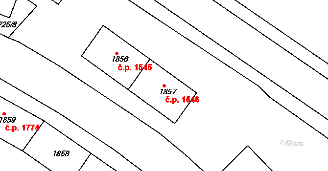 Sokolov 1546 na parcele st. 1857 v KÚ Sokolov, Katastrální mapa