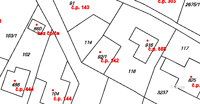 Černilov 142 na parcele st. 92/1 v KÚ Černilov, Katastrální mapa