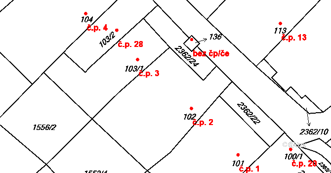 Lipovka 2, Deštná na parcele st. 102 v KÚ Lipovka, Katastrální mapa