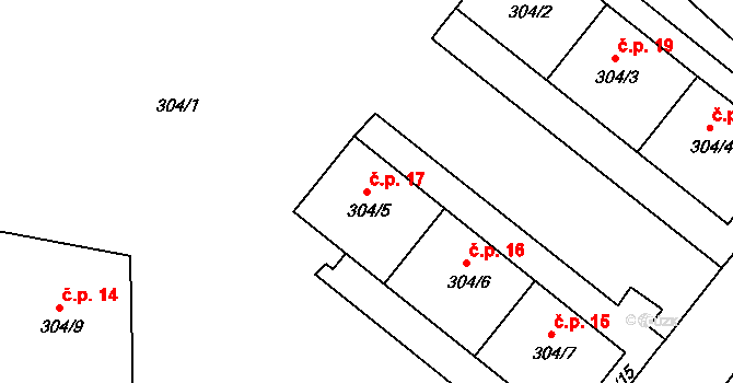 Rumburk 1 17, Rumburk na parcele st. 304/5 v KÚ Rumburk, Katastrální mapa