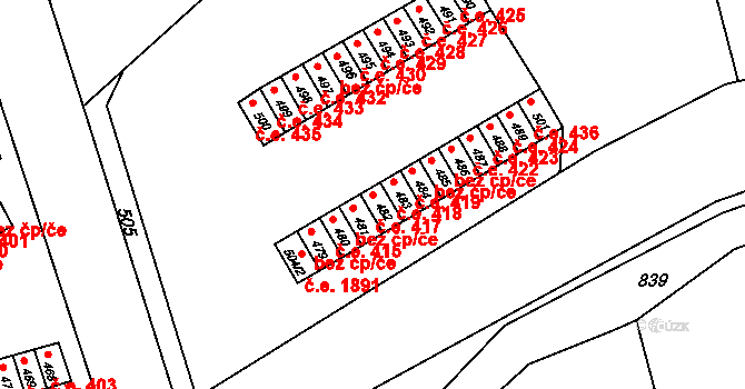 Jirkov 417 na parcele st. 482 v KÚ Jirkov, Katastrální mapa