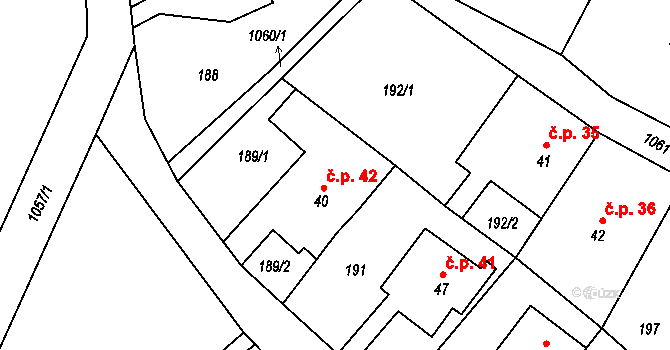 Dolení Paseky 42, Světlá pod Ještědem na parcele st. 40 v KÚ Rozstání pod Ještědem, Katastrální mapa