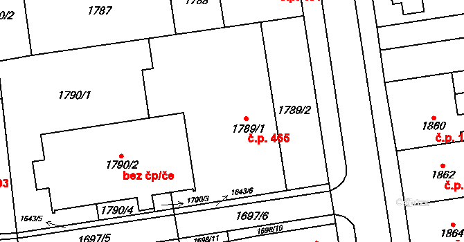 Šlapanice 465 na parcele st. 1789/1 v KÚ Šlapanice u Brna, Katastrální mapa