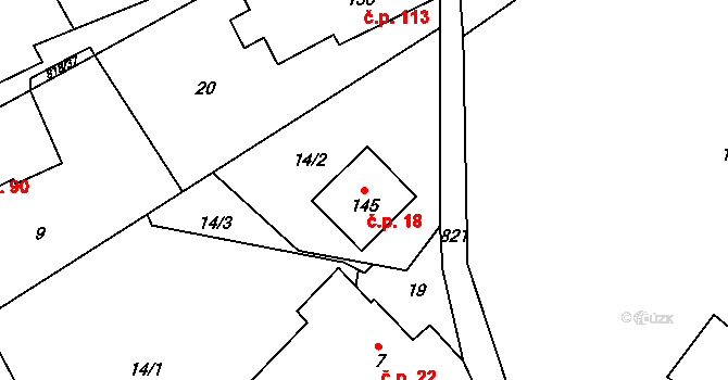 Skuhrov 18, Česká Třebová na parcele st. 145 v KÚ Skuhrov u České Třebové, Katastrální mapa
