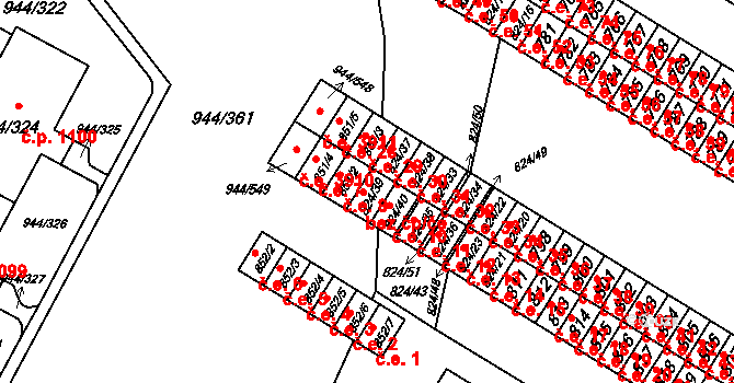 Šumbark 9, Havířov na parcele st. 824/39 v KÚ Šumbark, Katastrální mapa