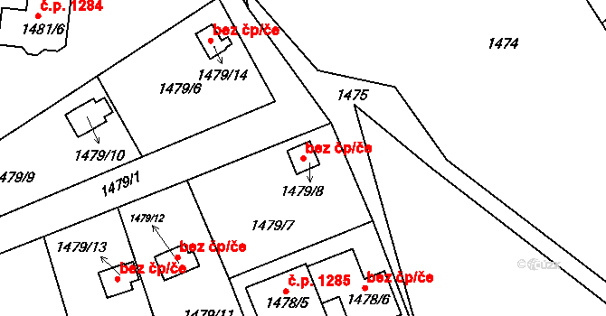 Třinec 40220095 na parcele st. 1479/8 v KÚ Lyžbice, Katastrální mapa
