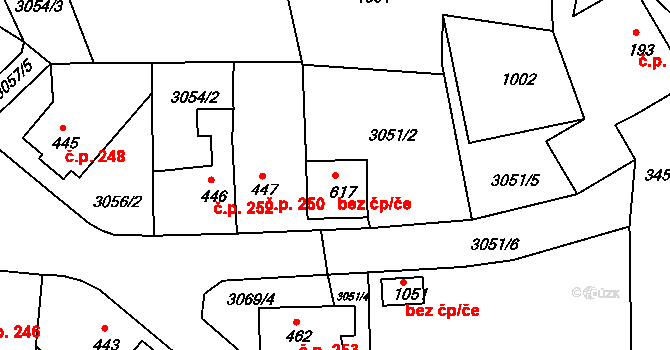 Jílové 40706095 na parcele st. 617 v KÚ Jílové u Děčína, Katastrální mapa
