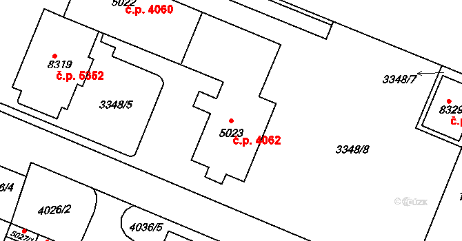 Zlín 4062 na parcele st. 5023 v KÚ Zlín, Katastrální mapa