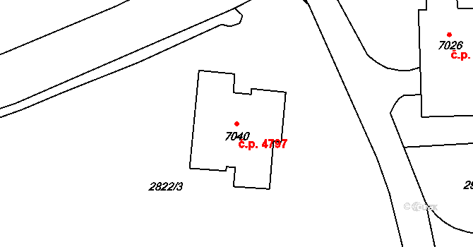 Zlín 4797 na parcele st. 7040 v KÚ Zlín, Katastrální mapa