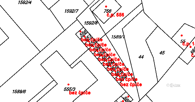 Křižanov 43634095 na parcele st. 560 v KÚ Křižanov, Katastrální mapa