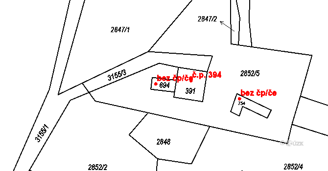 Bečov nad Teplou 45798095 na parcele st. 694 v KÚ Bečov nad Teplou, Katastrální mapa