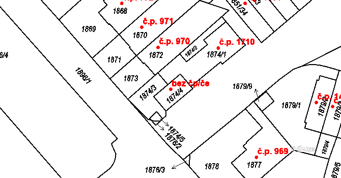 Praha 46840095 na parcele st. 1874/4 v KÚ Kobylisy, Katastrální mapa