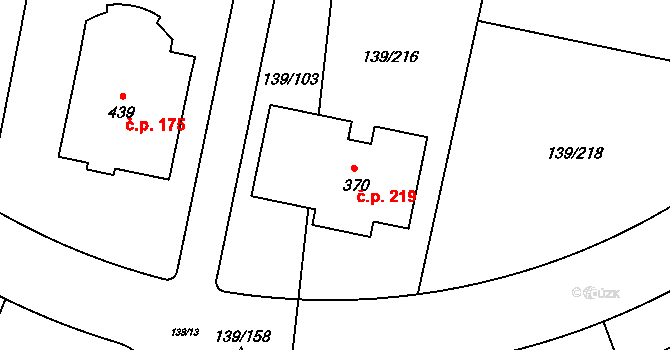 Trnová 219 na parcele st. 370 v KÚ Trnová u Jíloviště, Katastrální mapa