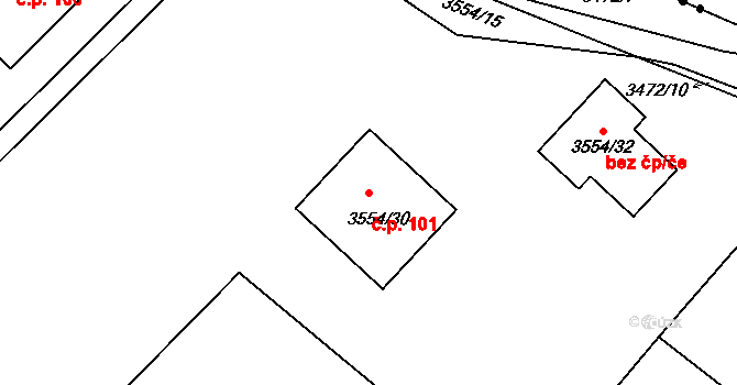 Koudelka 101, Holice na parcele st. 3554/30 v KÚ Holice v Čechách, Katastrální mapa