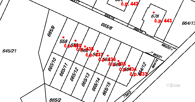 Krčín 436, Nové Město nad Metují na parcele st. 561 v KÚ Krčín, Katastrální mapa