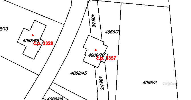 Česká Lípa 3357 na parcele st. 4068/70 v KÚ Česká Lípa, Katastrální mapa