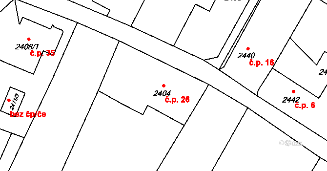 Hýlov 26, Klimkovice na parcele st. 2404 v KÚ Klimkovice, Katastrální mapa