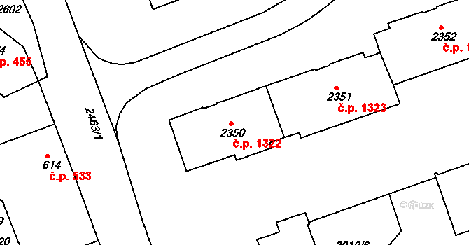 Humpolec 1322 na parcele st. 2350 v KÚ Humpolec, Katastrální mapa