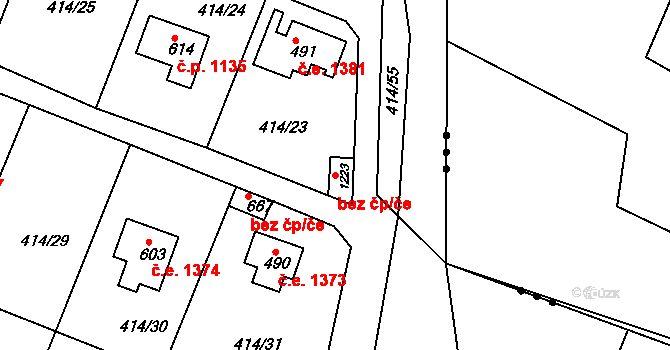 Kamenice 95510095 na parcele st. 1223 v KÚ Ládví, Katastrální mapa
