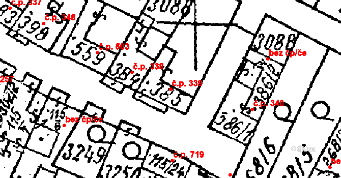 Tvrdonice 339 na parcele st. 385 v KÚ Tvrdonice, Katastrální mapa