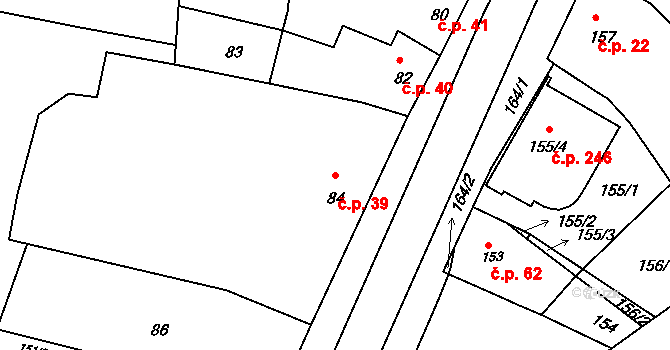 Postoupky 39, Kroměříž na parcele st. 84 v KÚ Postoupky, Katastrální mapa