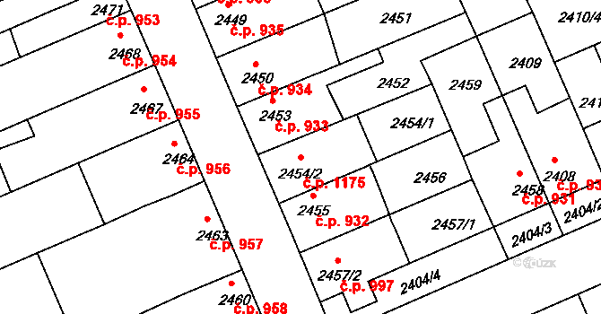 Holešov 1175 na parcele st. 2454/2 v KÚ Holešov, Katastrální mapa