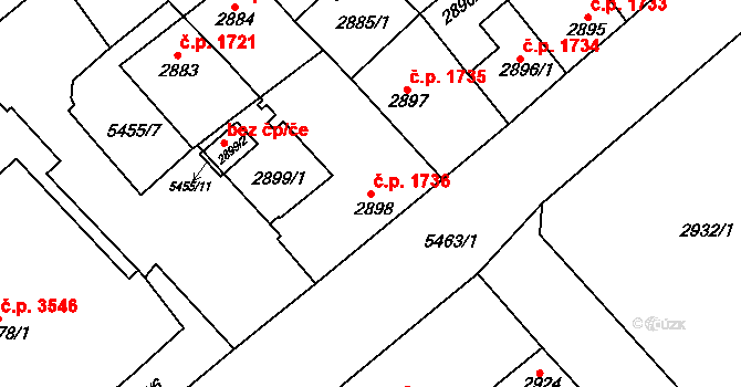 Znojmo 1736 na parcele st. 2898 v KÚ Znojmo-město, Katastrální mapa