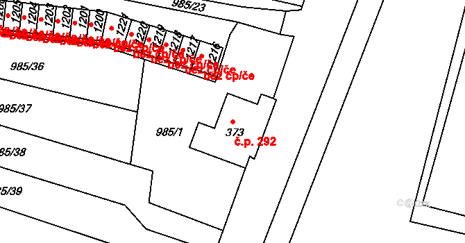 Ostrov 292 na parcele st. 373 v KÚ Ostrov nad Ohří, Katastrální mapa