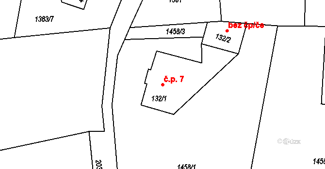 Huntířov 7, Skuhrov na parcele st. 132/1 v KÚ Skuhrov u Železného Brodu, Katastrální mapa