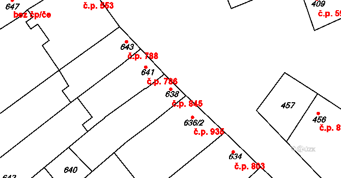 Mistřín 845, Svatobořice-Mistřín na parcele st. 638 v KÚ Mistřín, Katastrální mapa