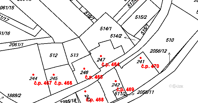 Polná 464 na parcele st. 247 v KÚ Polná, Katastrální mapa