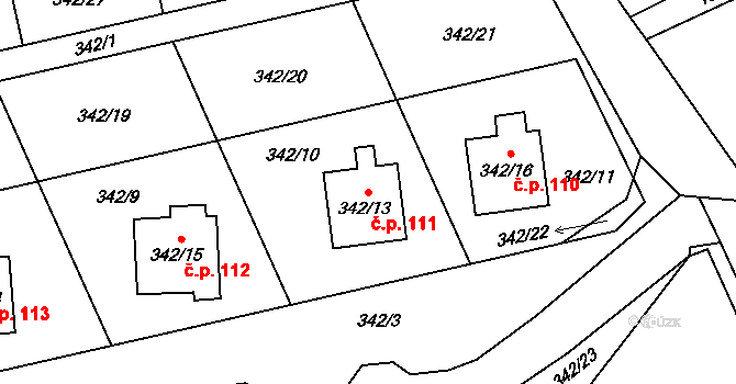 Edrovice 111, Rýmařov na parcele st. 342/13 v KÚ Edrovice, Katastrální mapa