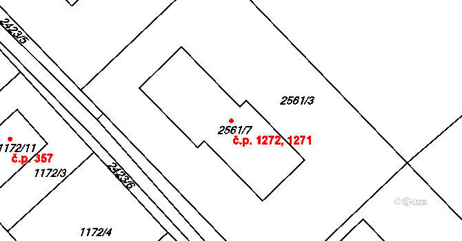 Mnichovo Hradiště 1271,1272 na parcele st. 2561/7 v KÚ Mnichovo Hradiště, Katastrální mapa