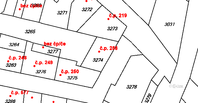 Mimoň I 258, Mimoň na parcele st. 3274 v KÚ Mimoň, Katastrální mapa