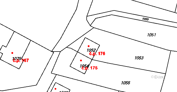 Mimoň III 176, Mimoň na parcele st. 1052 v KÚ Mimoň, Katastrální mapa