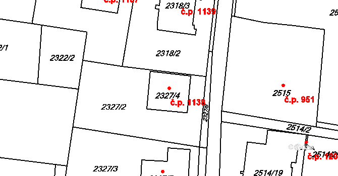 Poruba 1138, Orlová na parcele st. 2327/4 v KÚ Poruba u Orlové, Katastrální mapa
