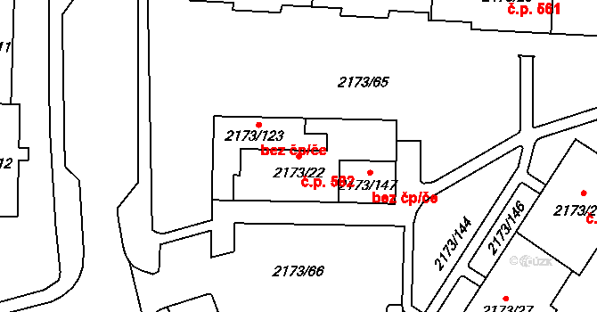 Klášterec nad Ohří 582 na parcele st. 2173/22 v KÚ Klášterec nad Ohří, Katastrální mapa