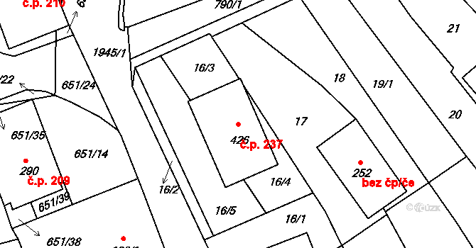 Horní Stropnice 237 na parcele st. 426 v KÚ Horní Stropnice, Katastrální mapa