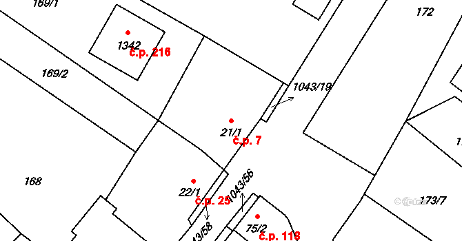 Neznašov 7, Všemyslice na parcele st. 21/1 v KÚ Všemyslice, Katastrální mapa