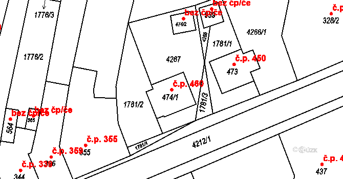 Lomnice nad Lužnicí 460 na parcele st. 474/1 v KÚ Lomnice nad Lužnicí, Katastrální mapa