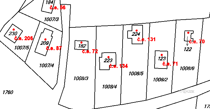 Hluboká 134, Nalžovice, Katastrální mapa