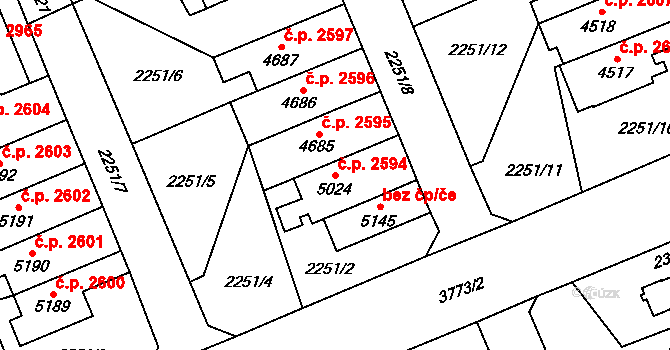 Dvůr Králové nad Labem 2594 na parcele st. 5024 v KÚ Dvůr Králové nad Labem, Katastrální mapa