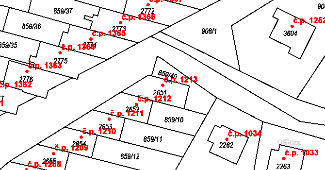 Vrchlabí 1213 na parcele st. 2651 v KÚ Vrchlabí, Katastrální mapa