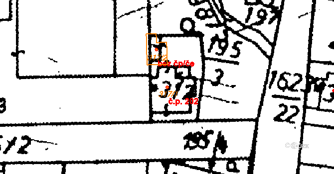 Starý Kolín 202 na parcele st. 317/1 v KÚ Starý Kolín, Katastrální mapa