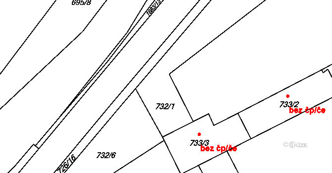 Jarošov 1, Uherské Hradiště na parcele st. 732/1 v KÚ Jarošov u Uherského Hradiště, Katastrální mapa