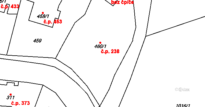 Loket 238 na parcele st. 460/1 v KÚ Loket, Katastrální mapa
