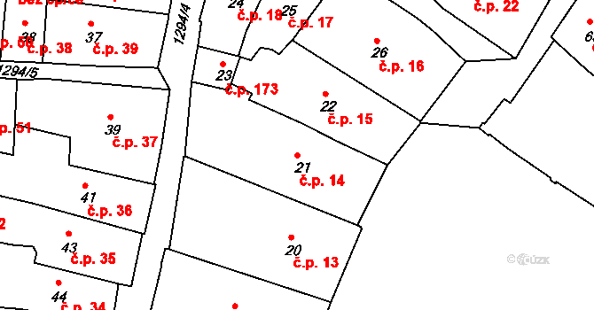 Vnitřní Město 14, Český Krumlov na parcele st. 21 v KÚ Český Krumlov, Katastrální mapa